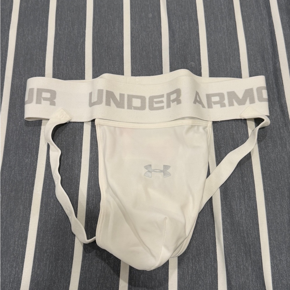 Under Armour Men’s White Athletic Jock with Branded Waistband